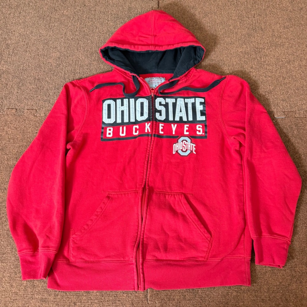 Ohio State Buckeyes Varsity Authentic Full Zip Hoodie Red Mens Medium‎ NCAA